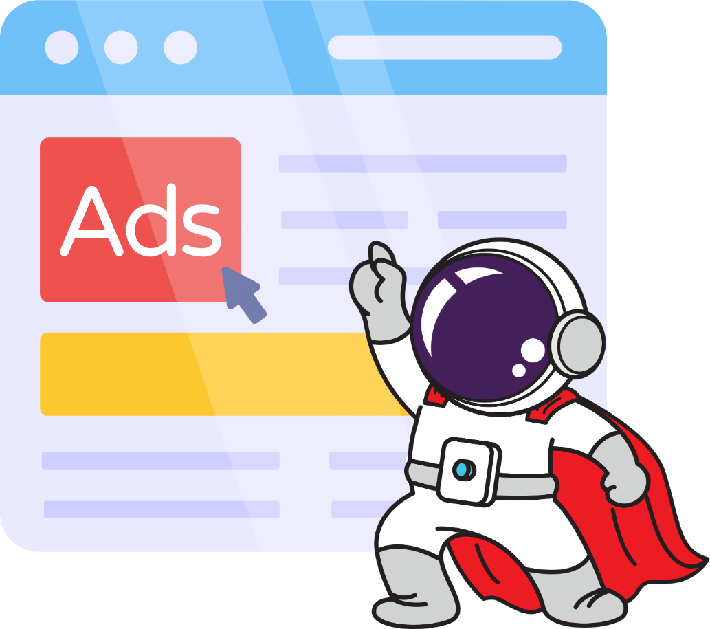 RD Austronaut pointing to an ad