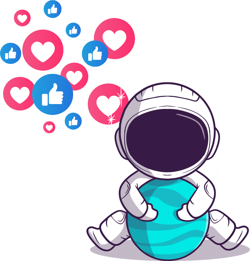 Astronaut surfing social media
