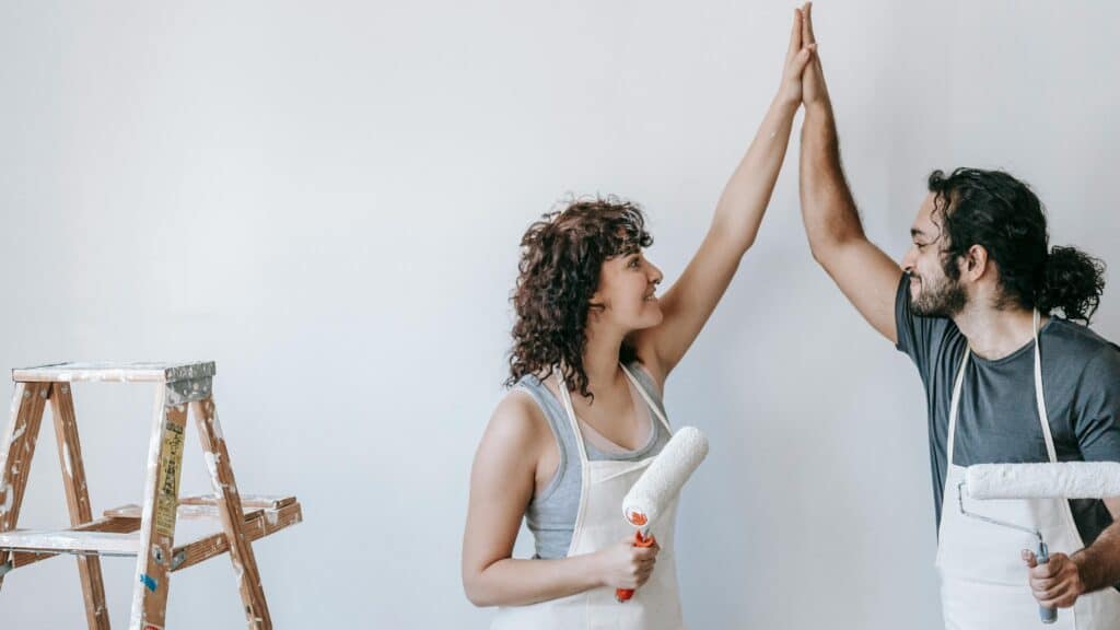 A couple making Home Improvement activities