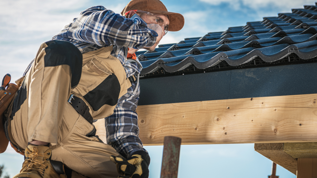 Roofer on a phone call with a lead to close a deal 